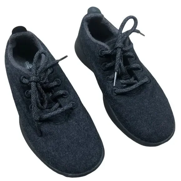 ALLBIRDS Classic Wool Runner Sneaker Dark Gray Size 6 Lace Up Comfortable - Picture 1 of 9